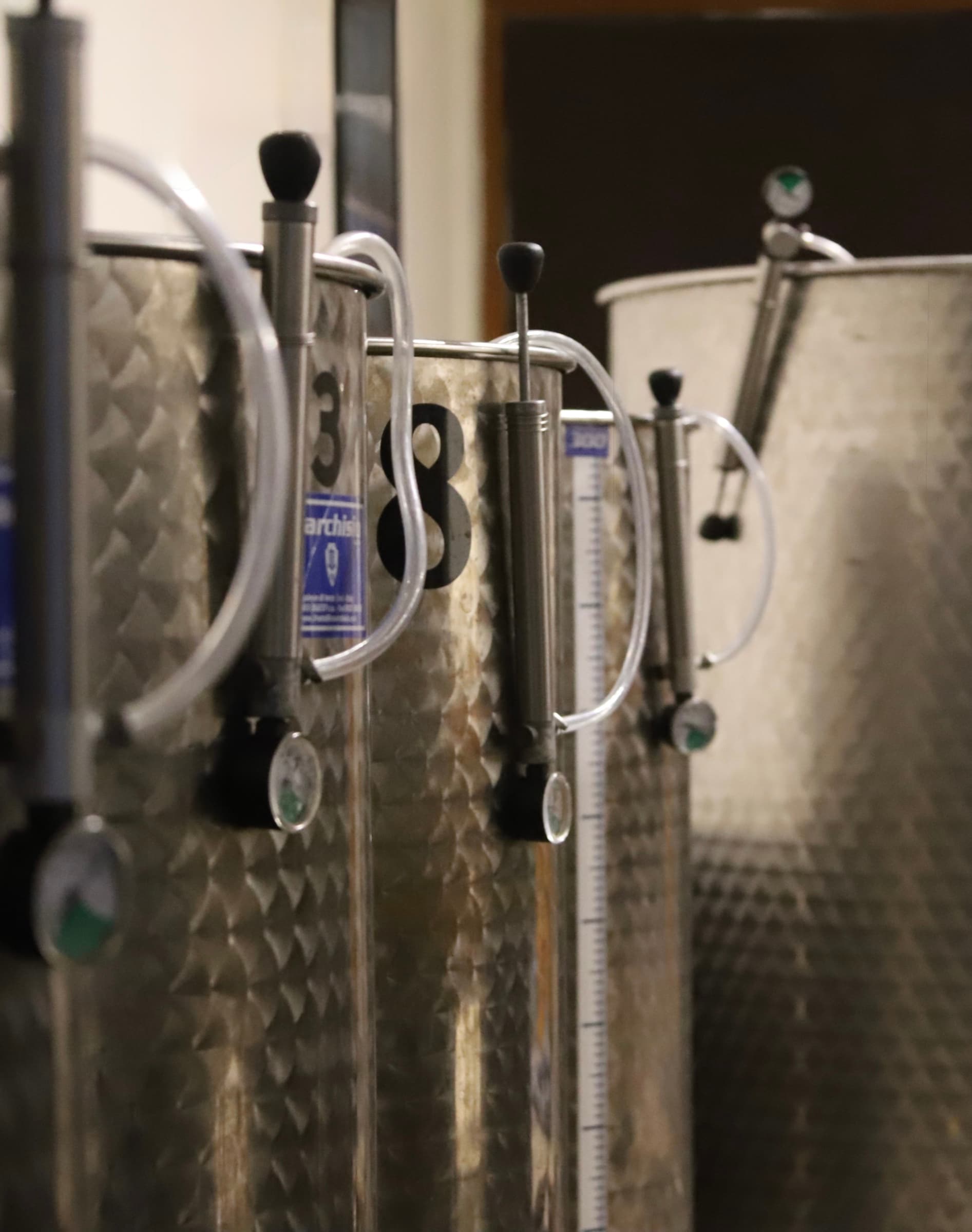 Small fermentation tanks in the cidery